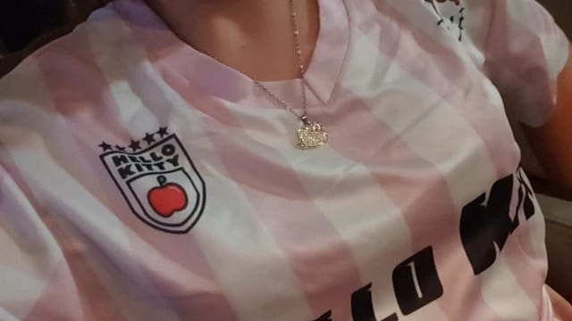 Customer photo review of Pink Kitty Anime Soccer Jersey