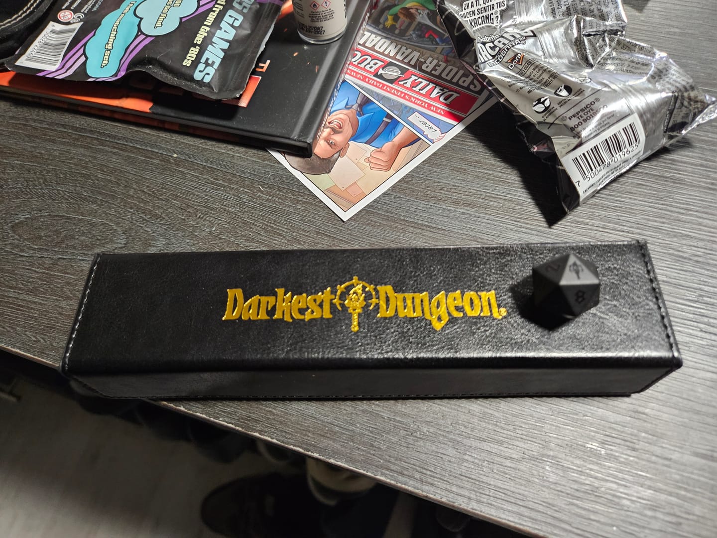 Customer photo review of Darkest Dungeon Obsidian Dice Set w/ Leather Case