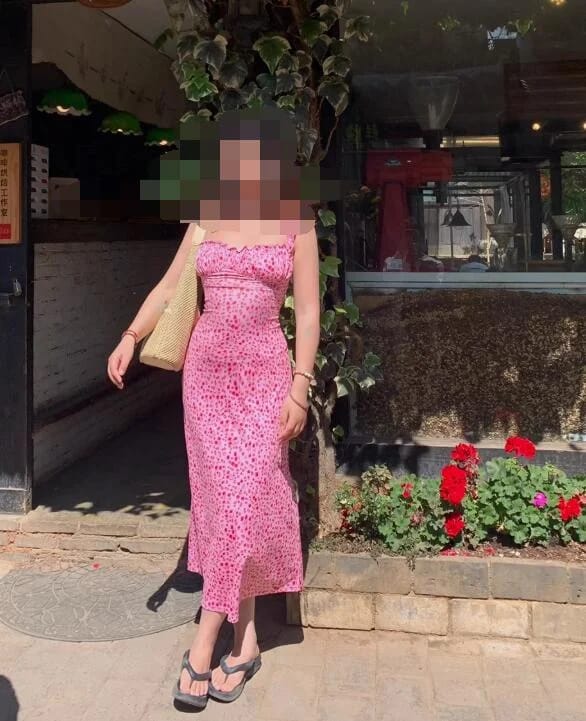 Customer photo review of Bianca Ruffle Floral Backless Midi Dress