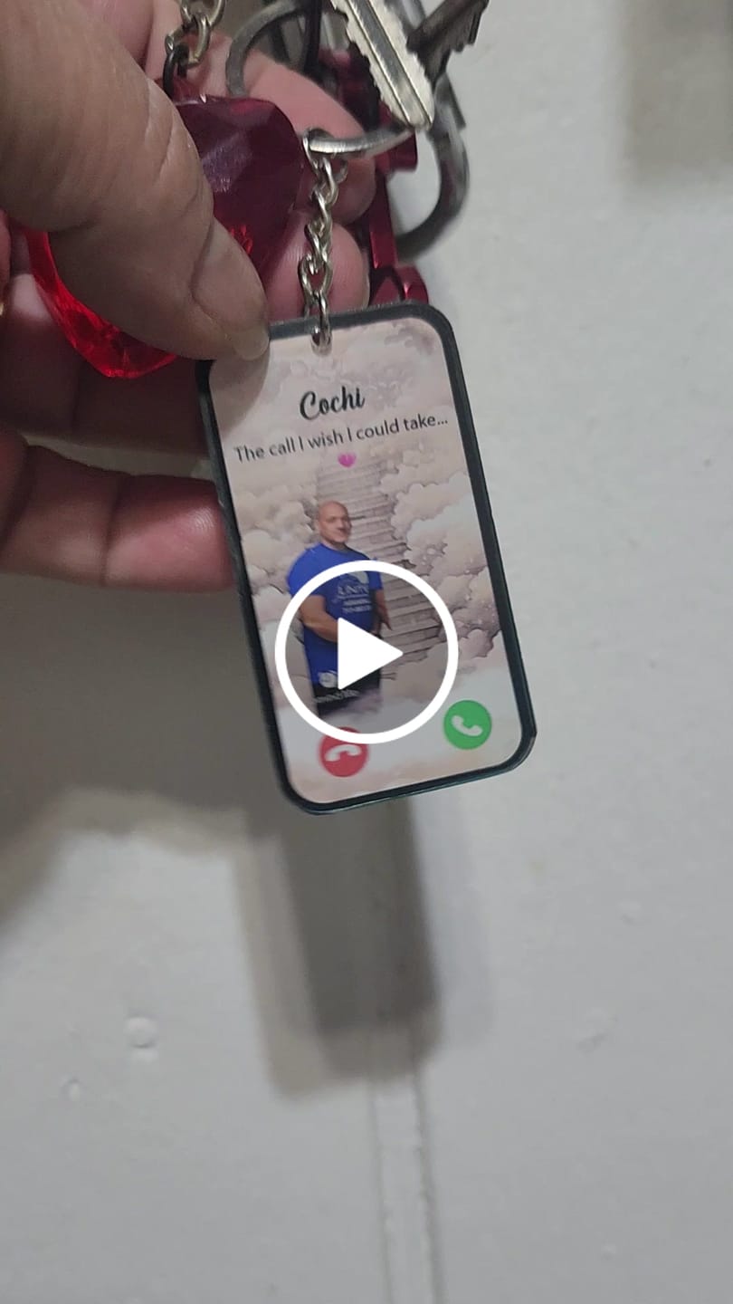 Customer video review of The Call I Wish Memorial Sympathy Gift - Photo Inserted Different On 2 Sides Personalized Keychain
