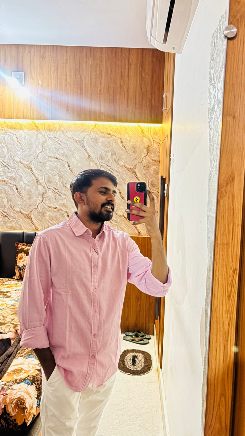 Customer photo review of Light Pink Linen Blend Shirt