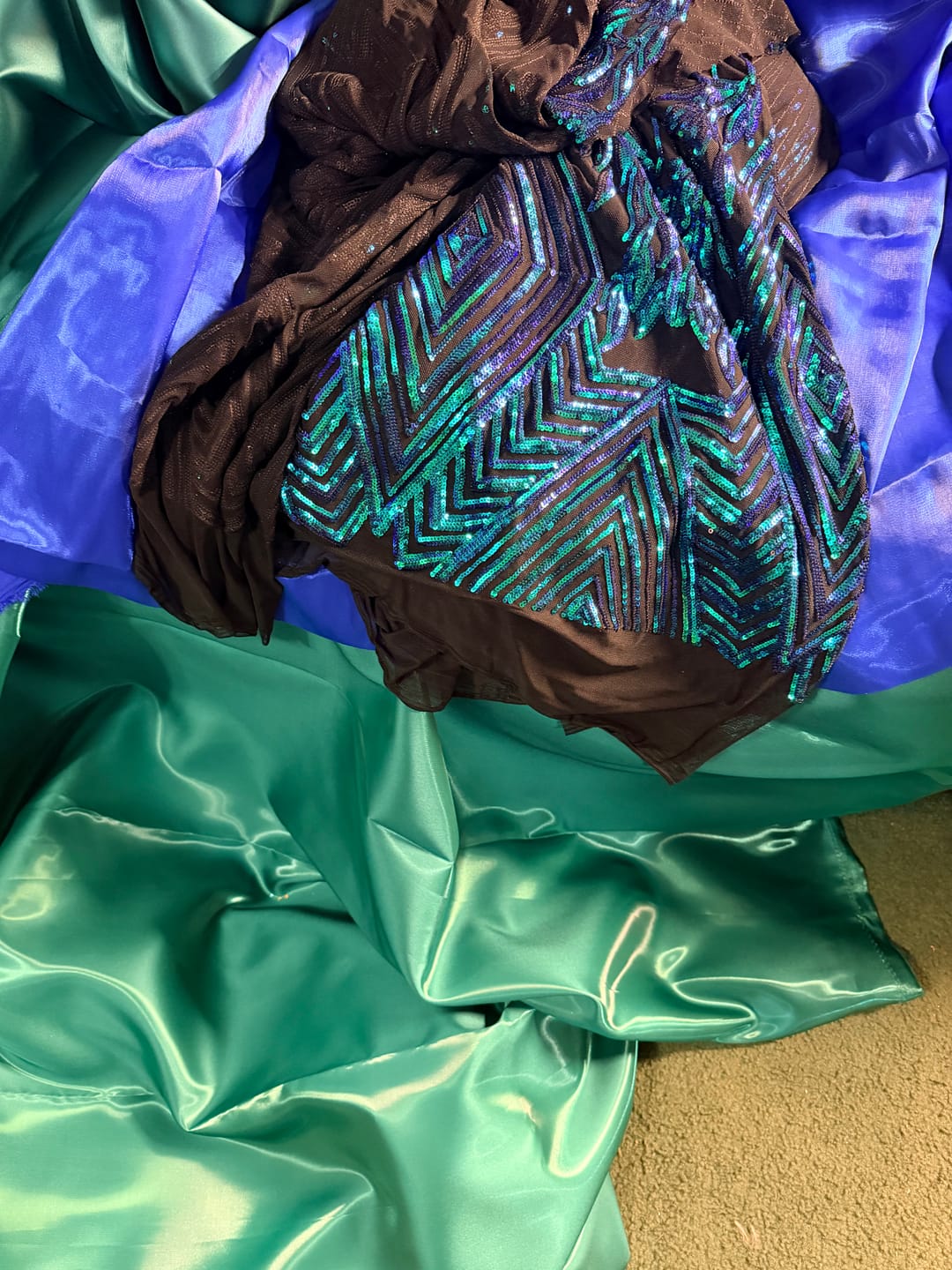 Customer photo review of Emerald Green Liquid Bridal Satin