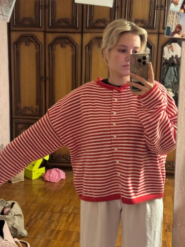 Customer photo review of Marivic Striped Cardigan