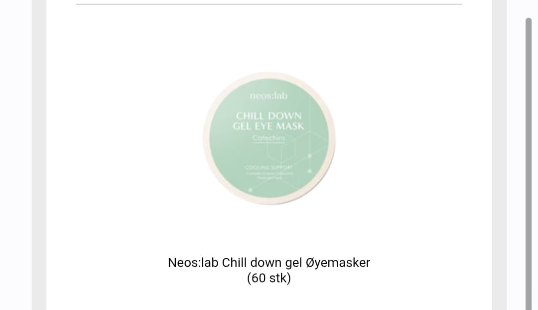 Customer photo review of Neos:lab Chill down gel Øyemasker (60 stk)