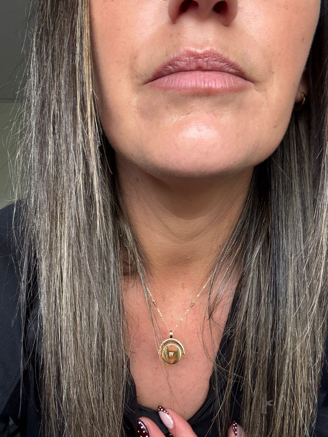 Customer photo review of Engravable Spinning Necklace