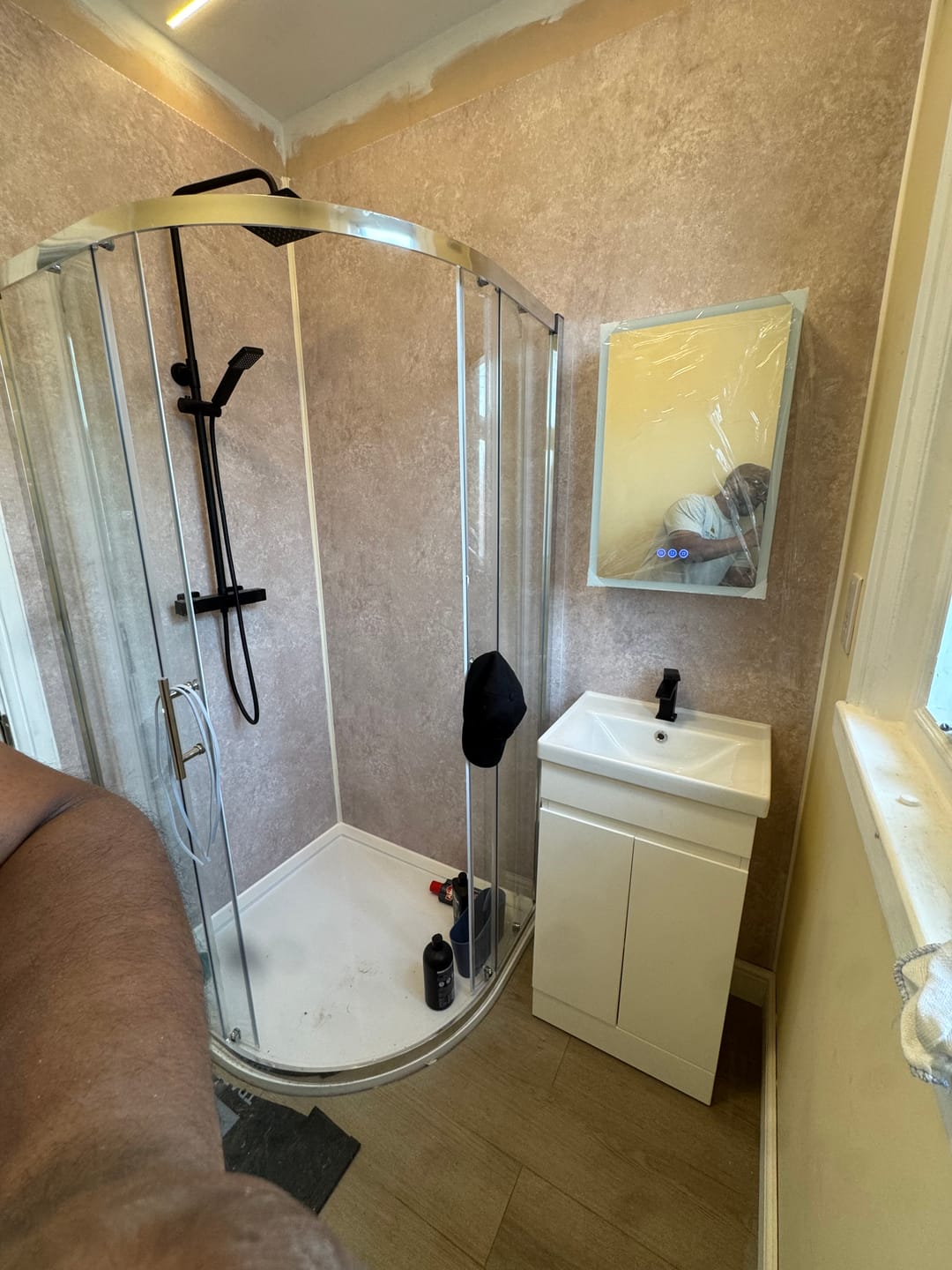 Customer photo review of Shower Wall Panels Waterproof Bathroom Cladding Beige Concrete Matt Premium 1m x 2.4m