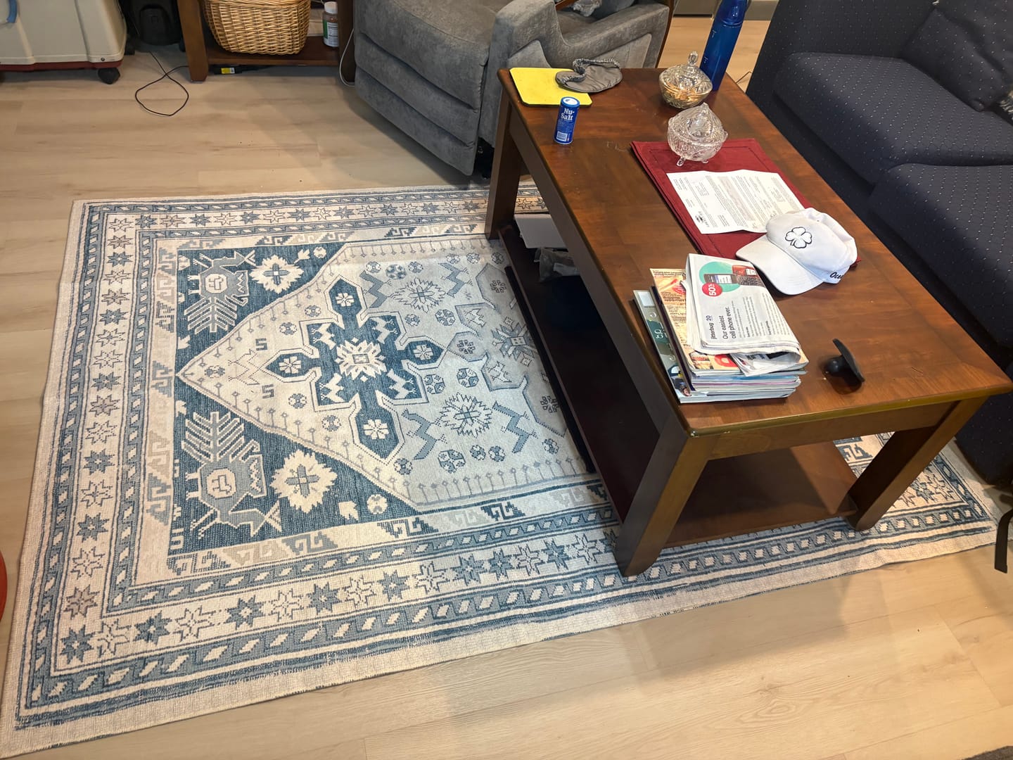 Customer photo review of Saraz Teal Washable Rug