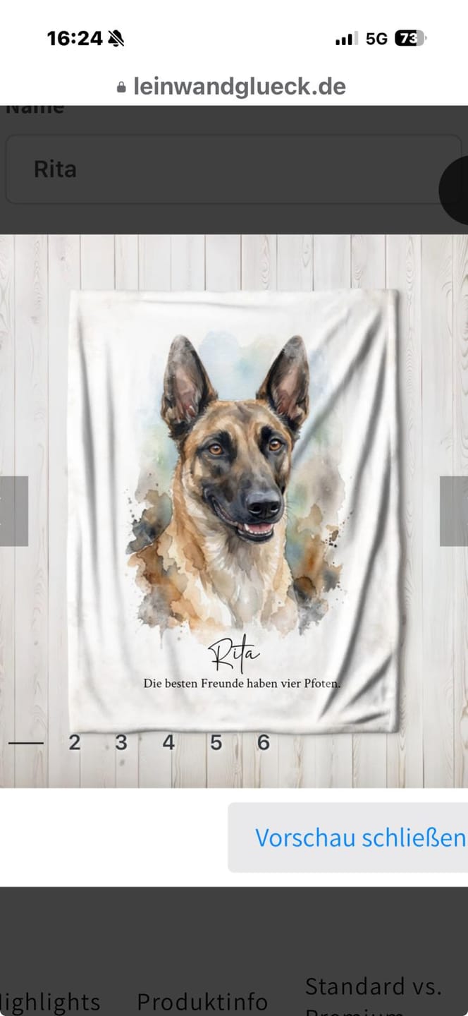 Customer photo review of Personalisierte Decke "Aquarell Haustier"