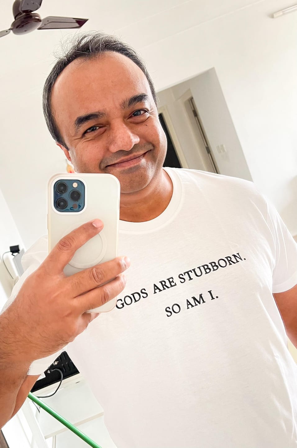 Customer photo review of Gods Are Stubborn: Minimal Tee