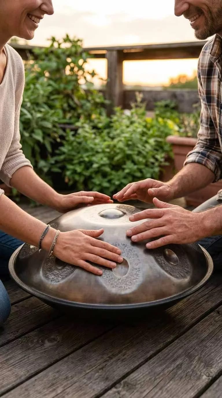 Customer photo review of Cosmos Handpan - Hand-Pounded 9/10/12 Notes in D Minor - Tambourine Gift Set