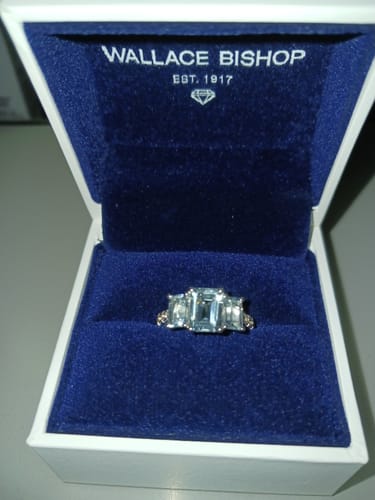 Customer photo review of Bluebird™ Aquamarine & 0.25ct TW Diamond Ring in 9ct White Gold