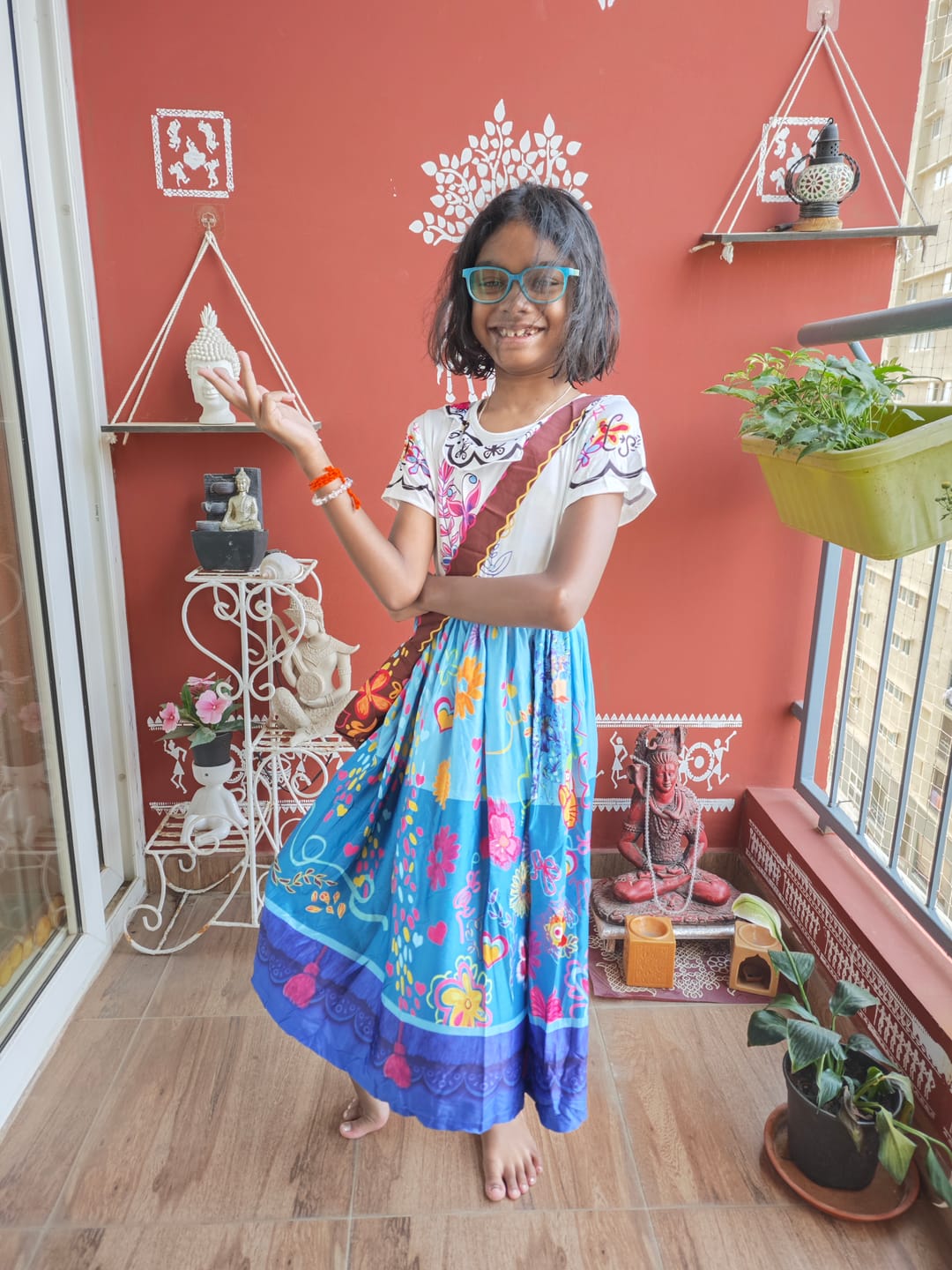 Customer photo review of Fancydresswale Girls Magical Mirabel Dress Costume Set – Colorful Party Outfit with Bag  for Birthday, Cosplay & Dress-Up