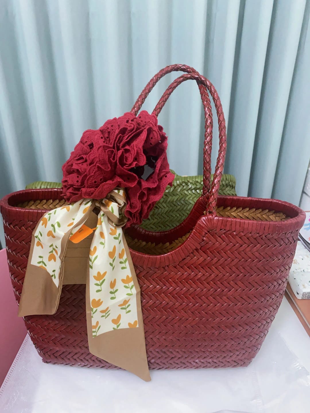 Customer photo review of Bianca Handwoven Leather Tote Bag