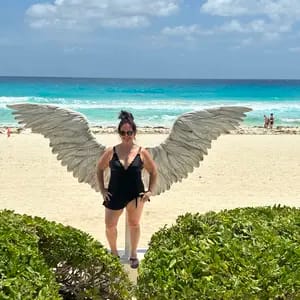 Customer photo review of Emoswim - Womens One Piece Swimsuit Tummy Control Bathing Suit Scalloped Modest Tie Knot Swim Dress