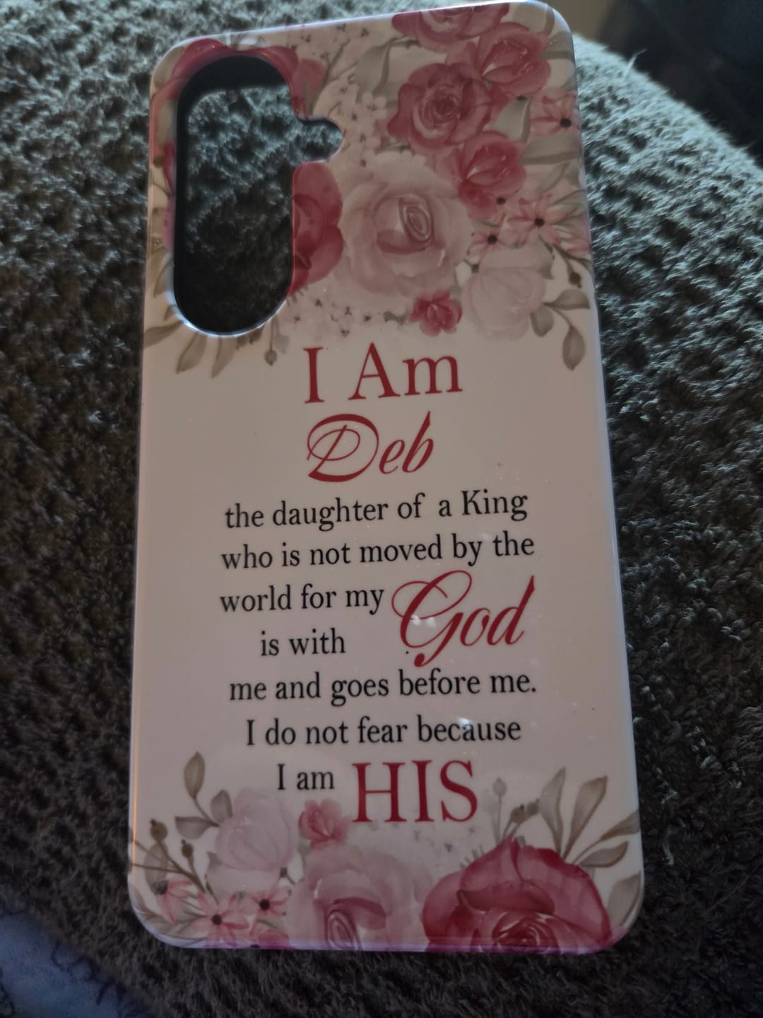 Customer photo review of Personalized I Am The Daughter Of A King Phone Case With Custom Name