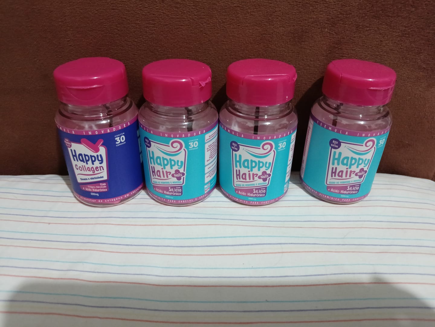 Customer photo review of Happy Hair 3 Potes + 1 Colágeno Grátis
