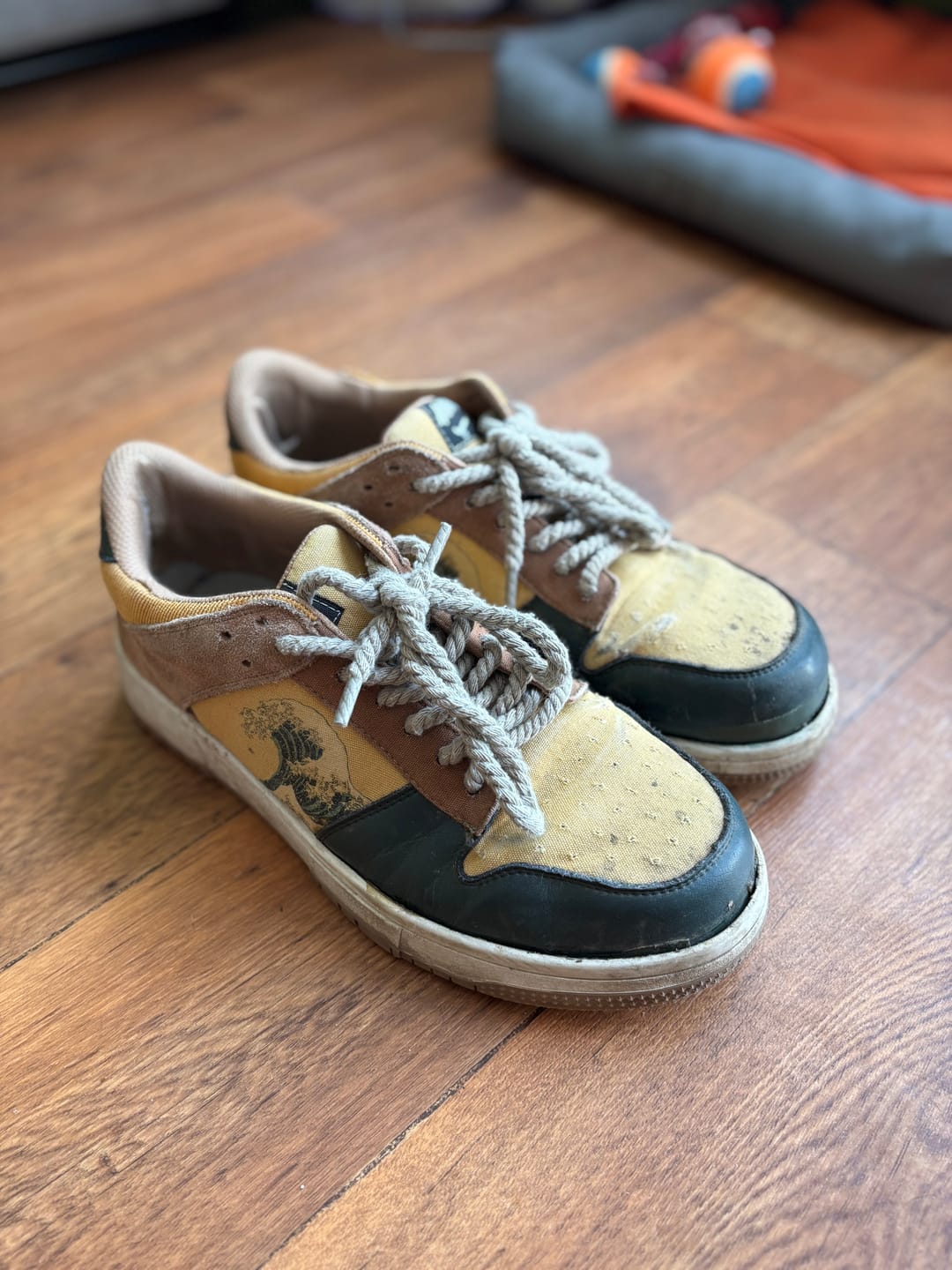 Customer photo review of The great wave off Kanagawa inspired sneakers