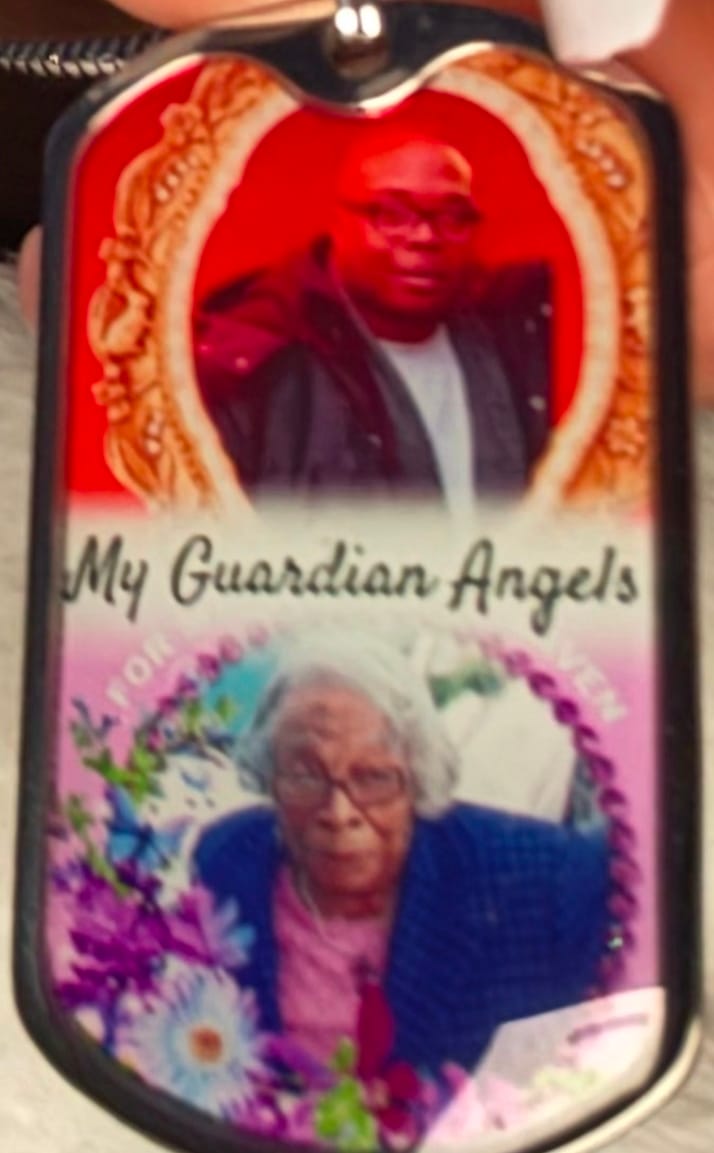 Customer photo review of Custom Name and 2 Photos Memorial Dog-tag Necklace Gift