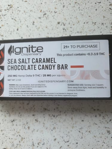 Customer photo review of Ignite D9 250mg Sea Salt Caramel Chocolate Candy Bar