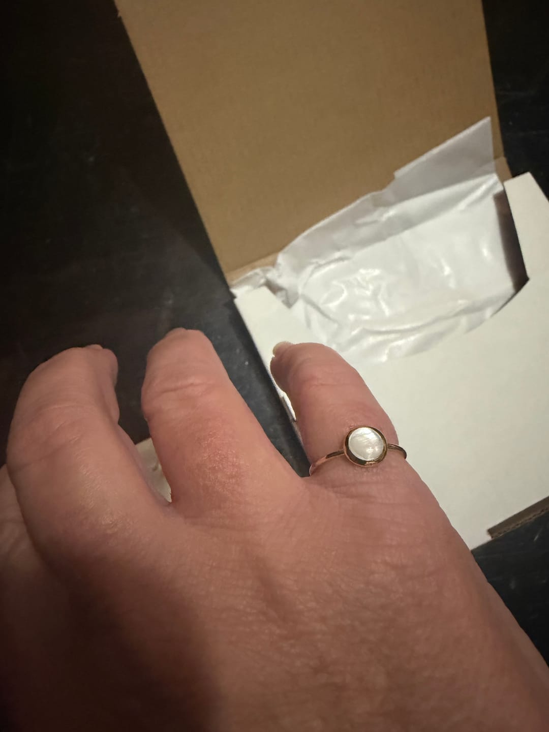 Customer photo review of Gold Mother Of Pearl Ring