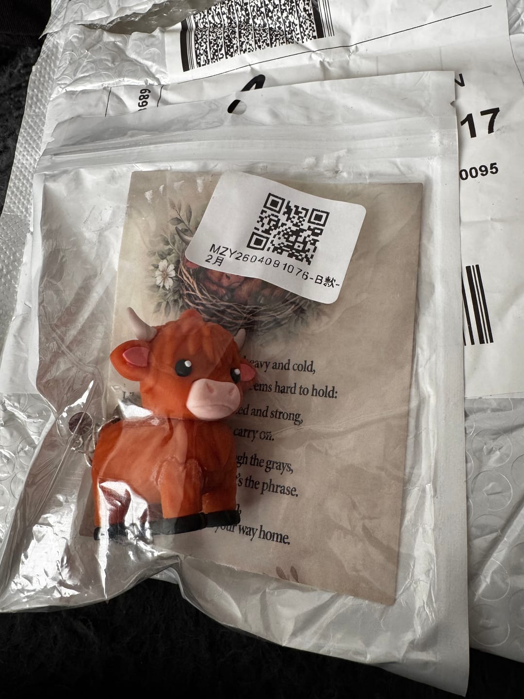 Customer photo review of 🐮A Little Highland Cow For You Keychain: Your Daily Reminder of Quiet Strength