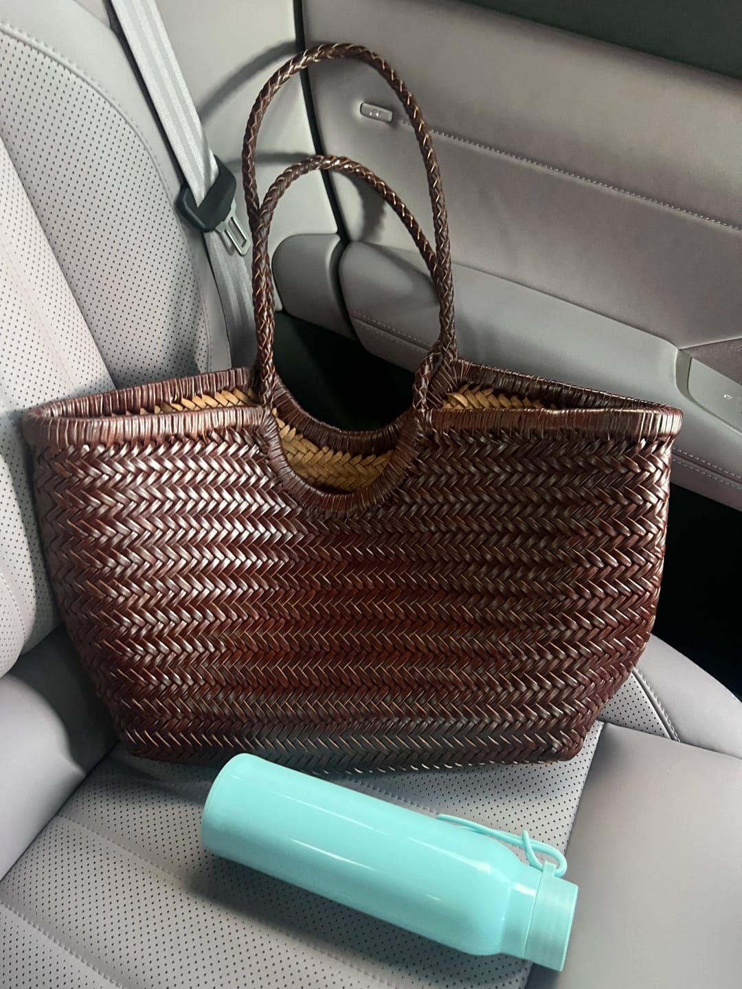 Customer photo review of Bianca Handwoven Leather Tote Bag