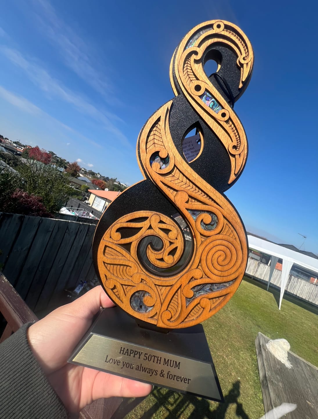 Customer photo review of Maori Friendship or Love Twist Trophy Ornament