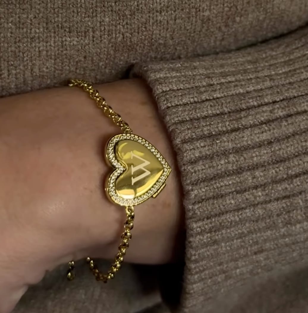 Customer photo review of Custom Photo Heart Locket Bracelet