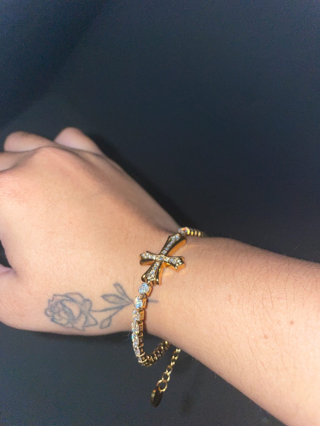 Customer photo review of FREE Today: 2-Color Elegant Zircon-Encrusted Cross Bracelet: A Symbol of Divine Grace & Elegance