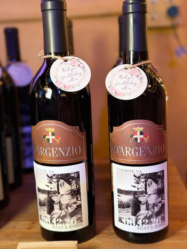 Customer photo review of Personalized Square Wine Labels (Set of 12)
