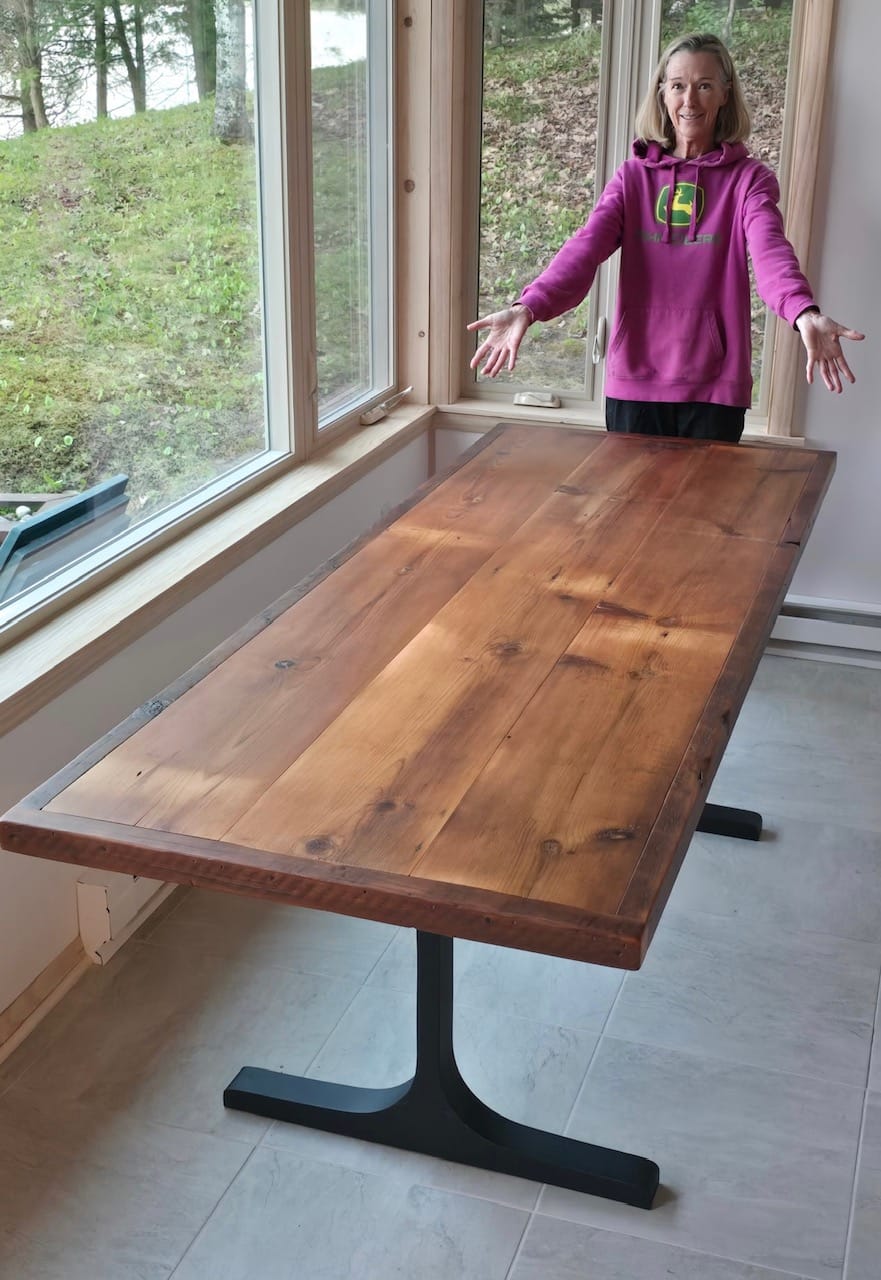 Customer photo review of Table Legs 402/438 Wineglass 28” H Minimalist for Woodworking