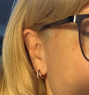 Customer photo review of Snowflake Sapphire Drop Stud Earrings