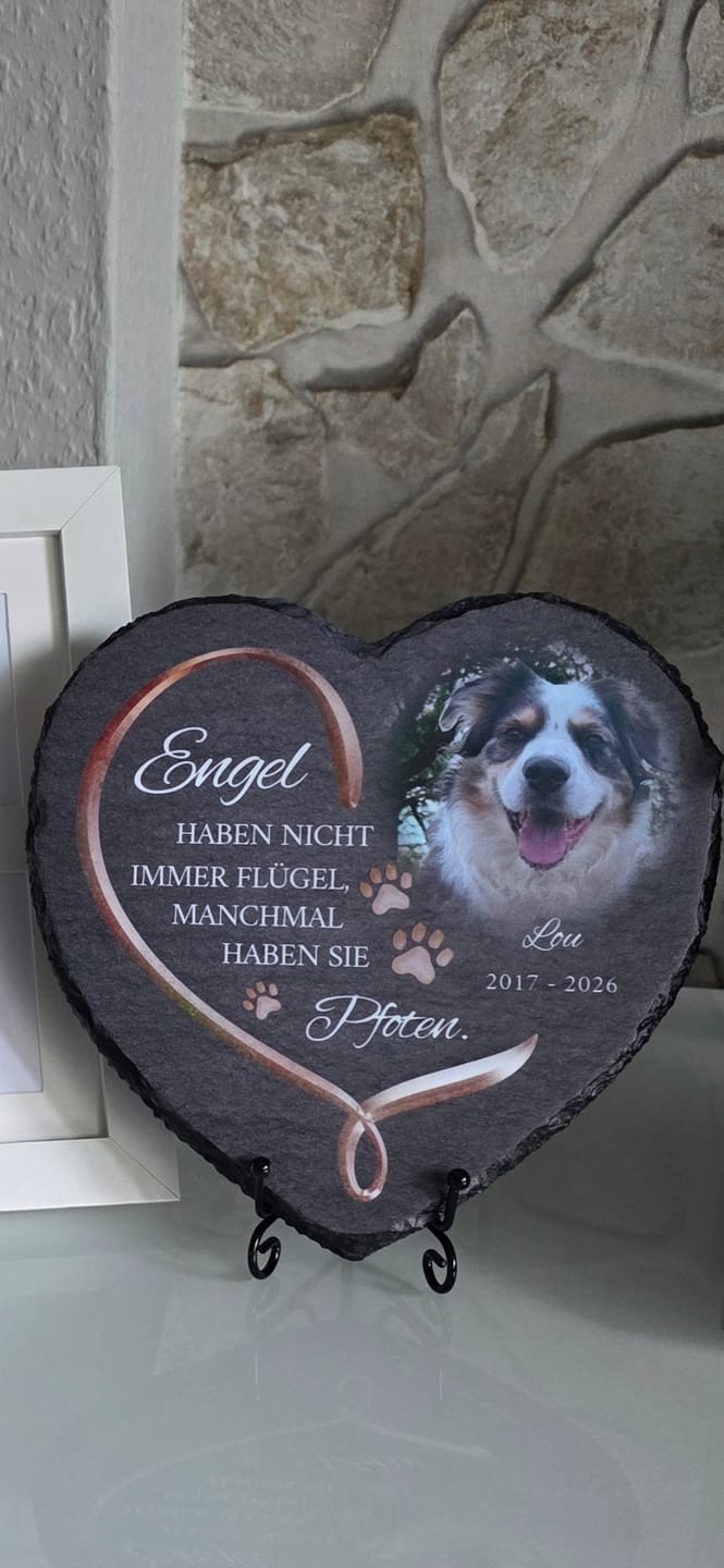 Customer photo review of Personalisiertes Schieferherz - Engel haben Pfoten