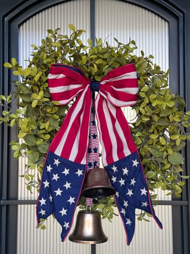 Customer photo review of Star Spangled Wreath Bow