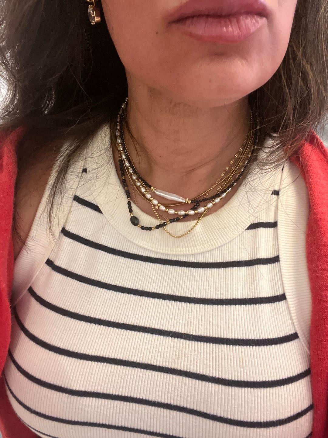 Customer photo review of Onyx Beaded Pre-Stack Necklace