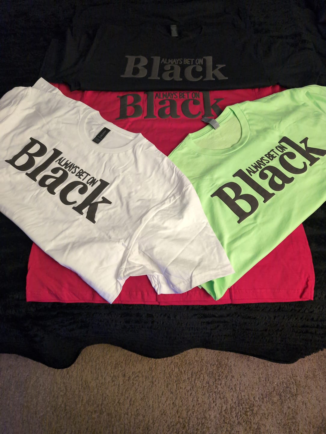 Customer photo review of Always Bet On Black (Black Puff Design)