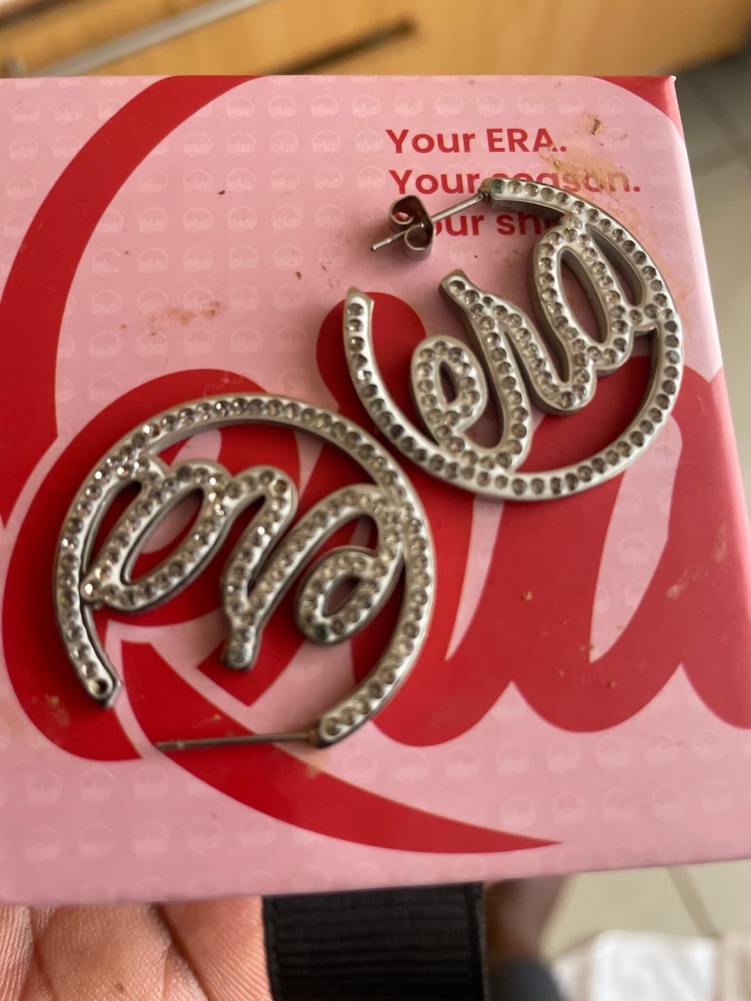 Customer photo review of Silver Luxe Mini Logo Hoops