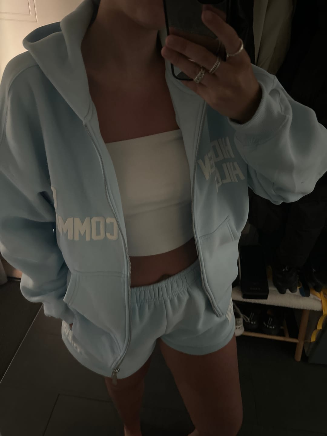 Customer photo review of GATED COMMUNITY ZIP HOODIE LIGHT BLUE