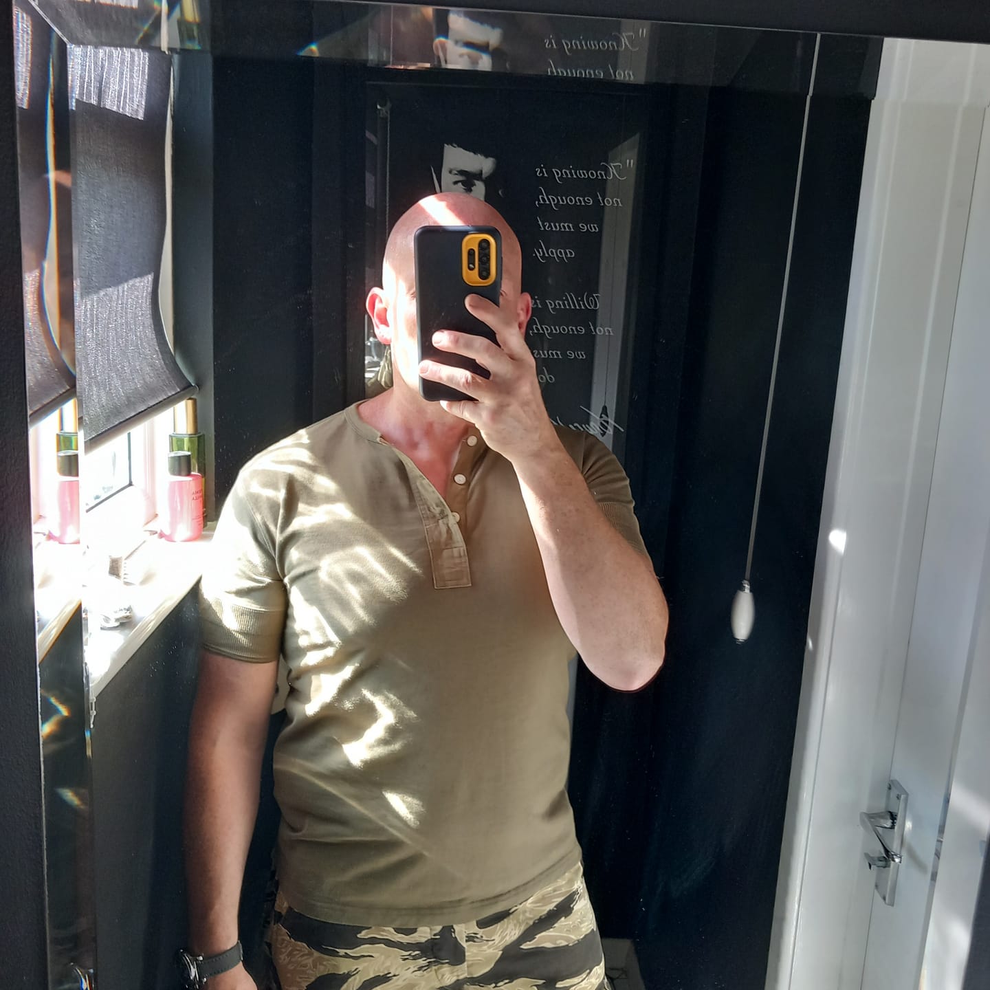 Customer photo review of Vintage Short Sleeve Henley T-Shirt - Green