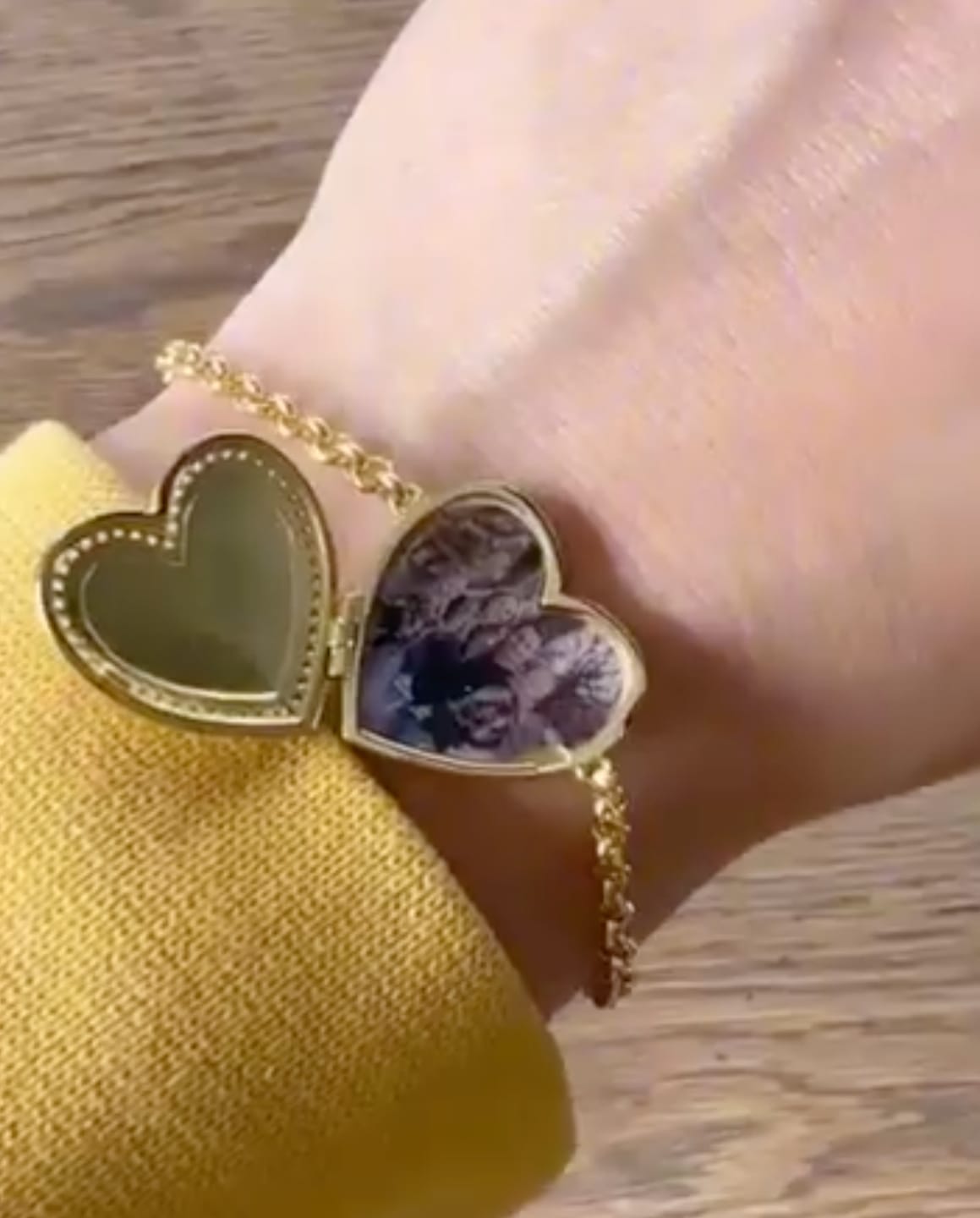 Customer photo review of Custom Photo Heart Locket Bracelet