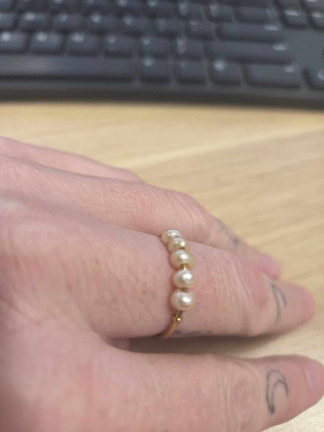 Customer photo review of Freshwater Pearl Stacking Ring