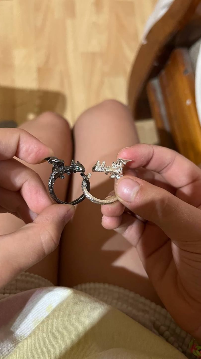 Customer photo review of Adjustable Toothless & Light Fury Ring