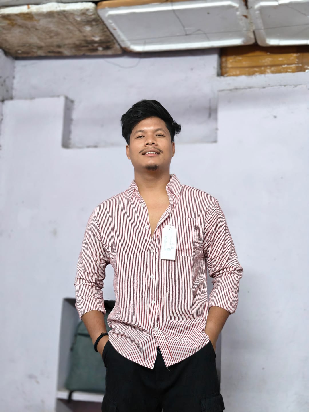 Customer photo review of Red Stripe Shirt 100% Cotton