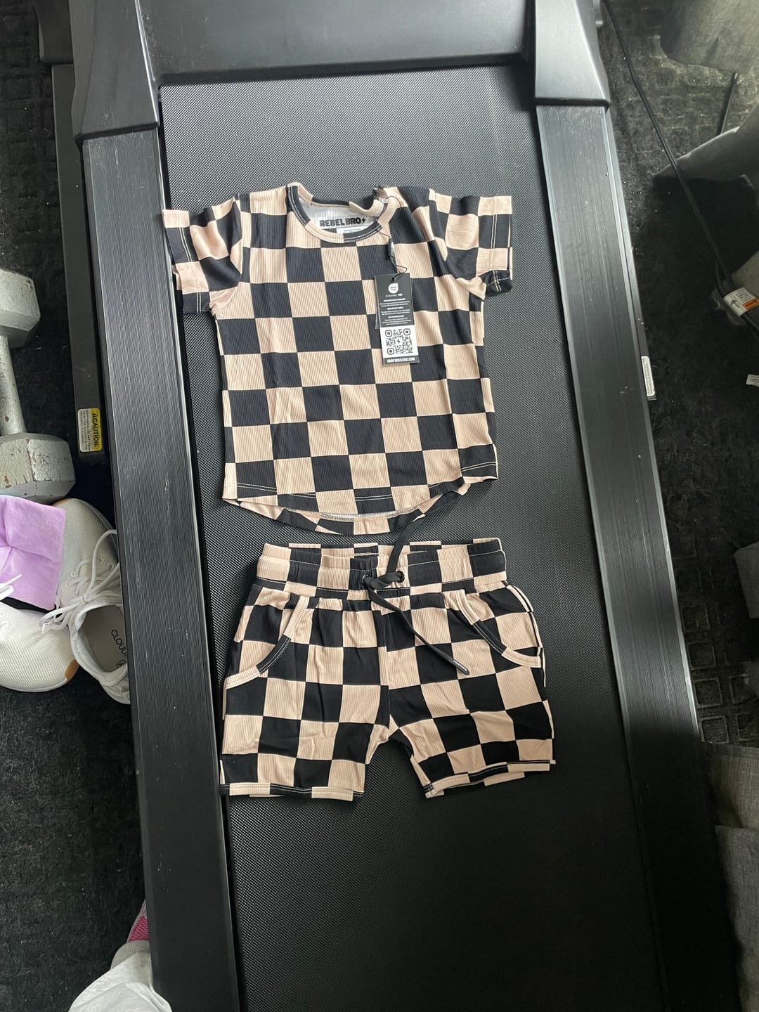 Customer photo review of Biker Two Piece Set in Taupe + Black Checkered