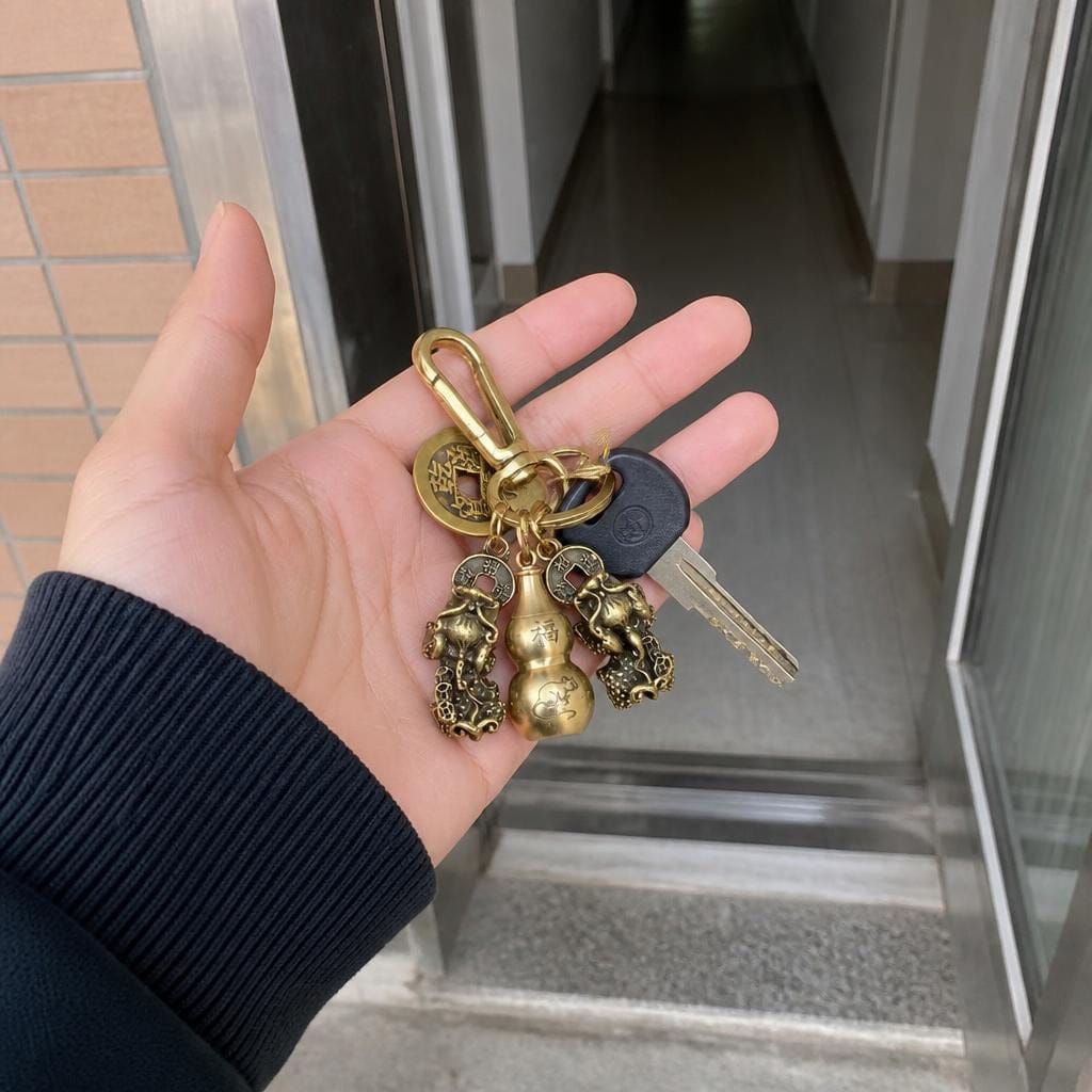 Customer photo review of FuAttract Fortune Protection Prosperity Flow Brass Chinese Zodiac Keychain with Pixiu
