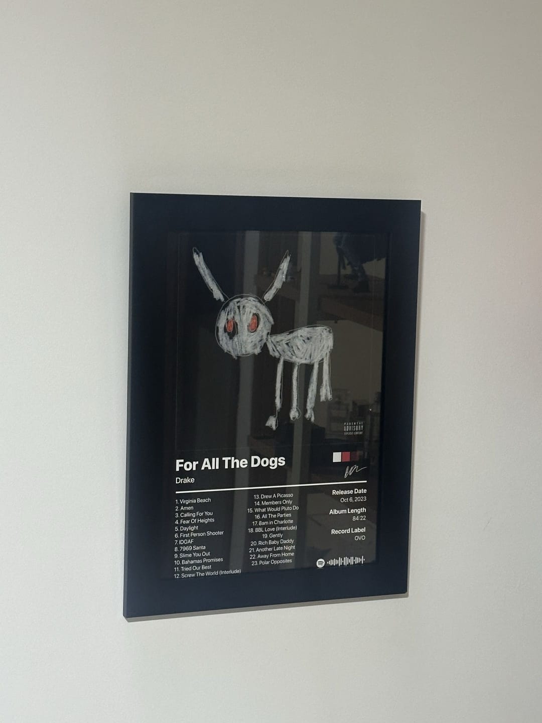 Customer photo review of Drake For All The Dogs Album Poster