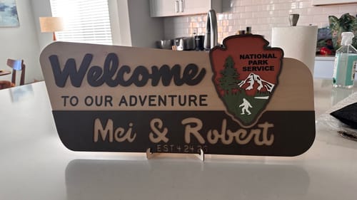 Customer photo review of 3D National Park Service Family Name Welcome Sign (Yeti Design)