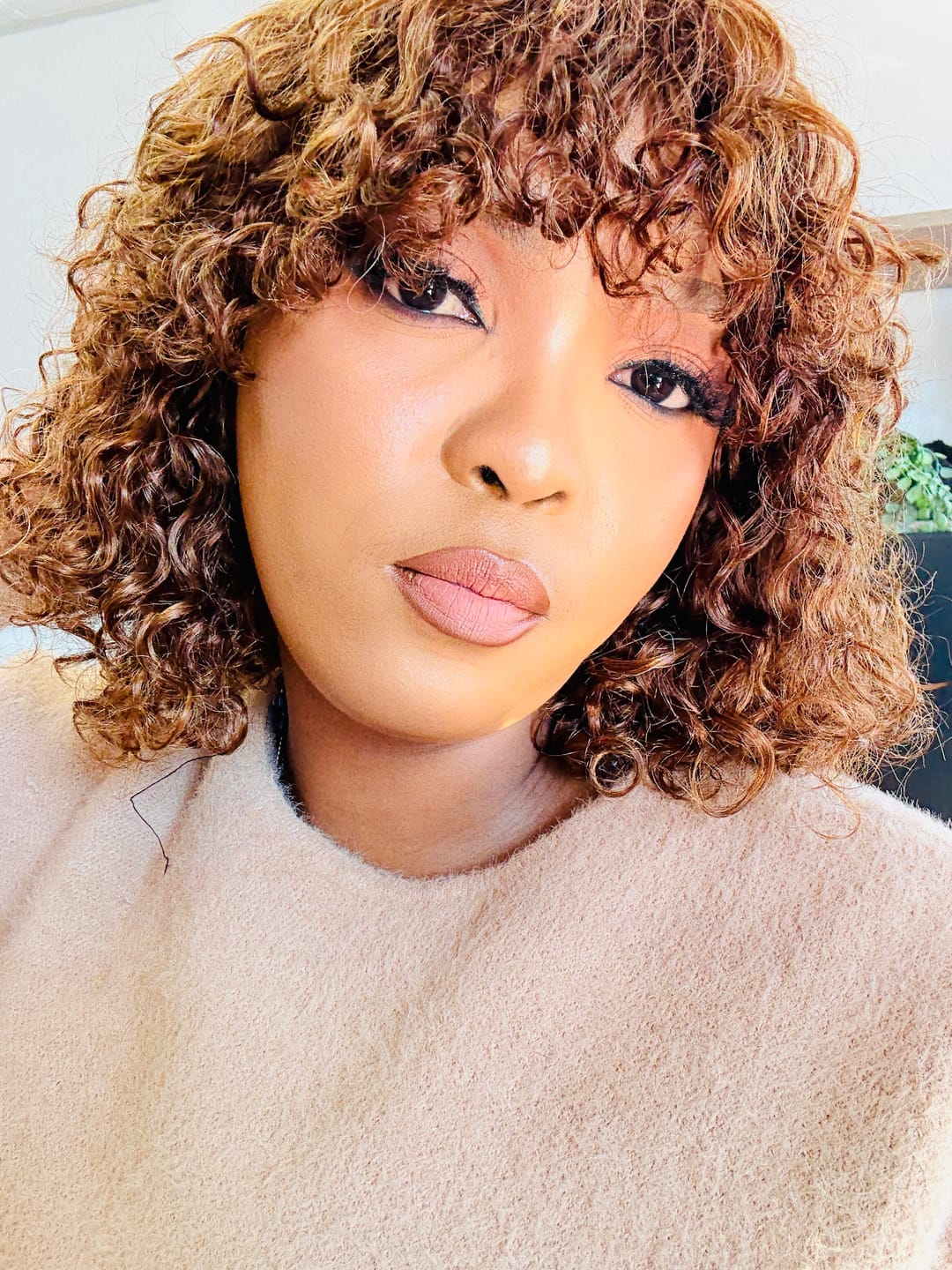Customer photo review of 12" Rose Curl Double Drawn Fringe Wig| Various Colours