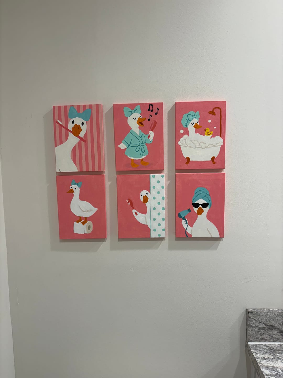 Customer photo review of 6 Mini Paintings - Bathroom Goose Set