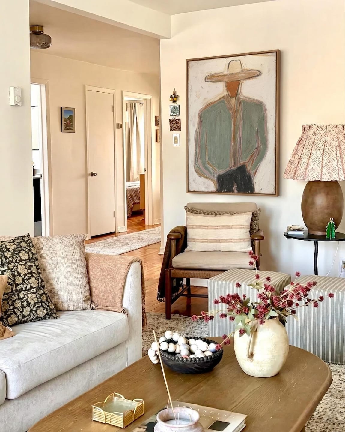 Customer photo review of "Warm Desert Cowboy" – Expressive Sculptural Art | 3D Layered Sage Green & Ochre Canvas | Luxury Vertical Wall Art #PE 010